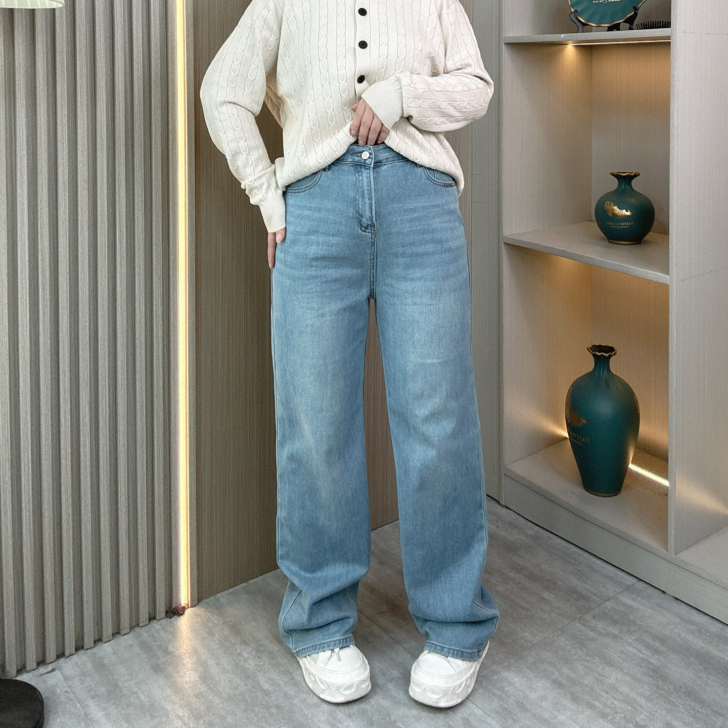 大码水洗浅蓝色牛仔裤女2026新款春秋胖mm高腰宽松显瘦直筒阔腿裤,淘宝优惠券,粉丝福利购,淘宝优惠卷