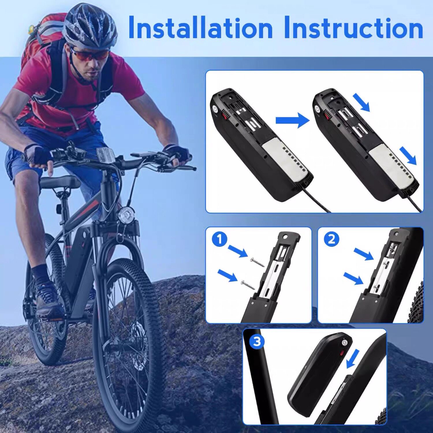 48v海龙锂电池36v12ah自行车山地车20ah远续航通用电瓶全新送充