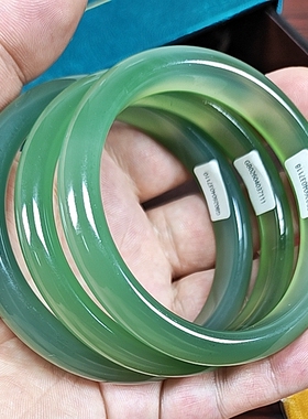 天然油青色玉髓手镯冰种玉镯女款