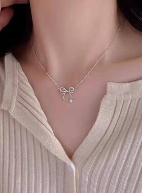 蝴蝶结项链女轻奢小众设计在逃公主锁骨链高级感百搭颈链ins礼物