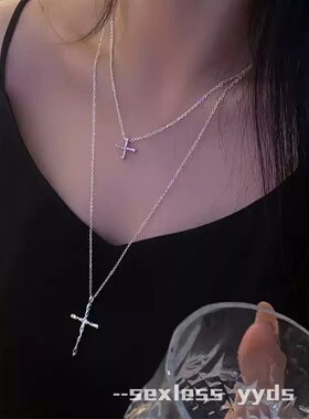 轻奢新款基础简约高级感百搭叠十字架项链小众长款设计冷淡锁骨链