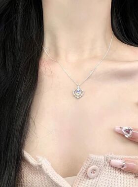 爱心项链女女渐变爱心锁骨链
