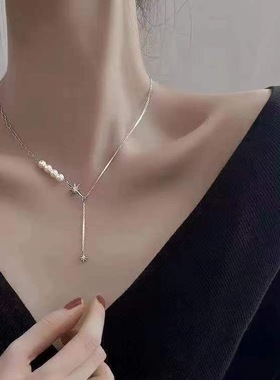 叠戴项链女款2025新款不掉色高级感轻奢小众精致蝴蝶吊坠毛衣链