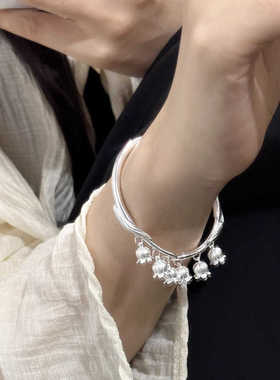 实心送女友手镯999足银小众国风