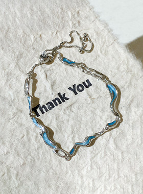 蓝色不规则设计手链轻奢冷淡风气质手镯2026春夏新款闺蜜手环手饰