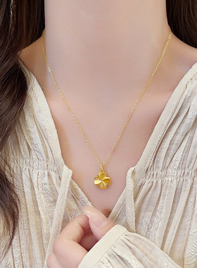 金色花朵项链女2026新款高级感轻奢气质时尚小众锁骨链简约气质款