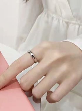 925银简约个性波浪男女复古戒指