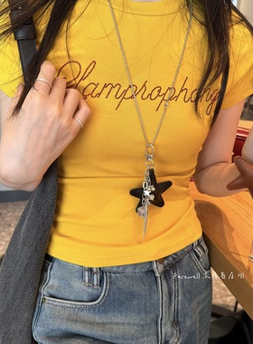 星星甜酷少女吊坠项链可作包挂挂件包包钥匙扣辣妹个性长款颈链