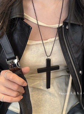 黑色十字架项链女甜酷辣妹锁骨链