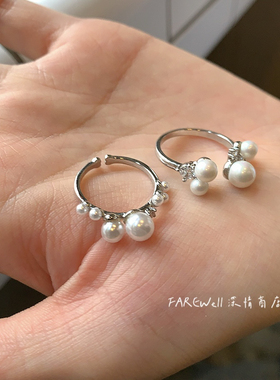开口可调珍珠戒指女食指戒