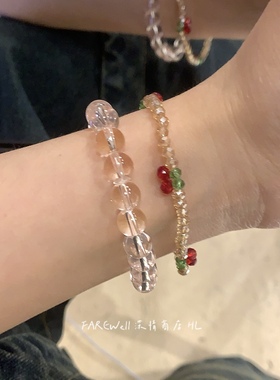 两条装~粉色多巴胺樱桃夏天女生手链ins小众设计手串女款送闺蜜