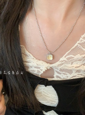 幻彩肌理八边形方块圆珠细链 ins冷淡风通勤百搭小众高级项链女