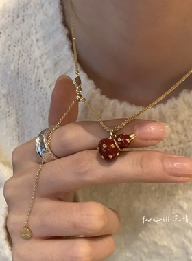 红色滴油葫芦福禄中式锁骨链