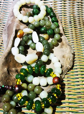 新疆和田玉男款手串系列 14—16毫米大珠子手链 糖白玉青玉选货