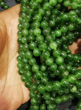 和田玉俄料碧玉6毫米珠子108颗 有黑点油性高 做项链手串随机发货