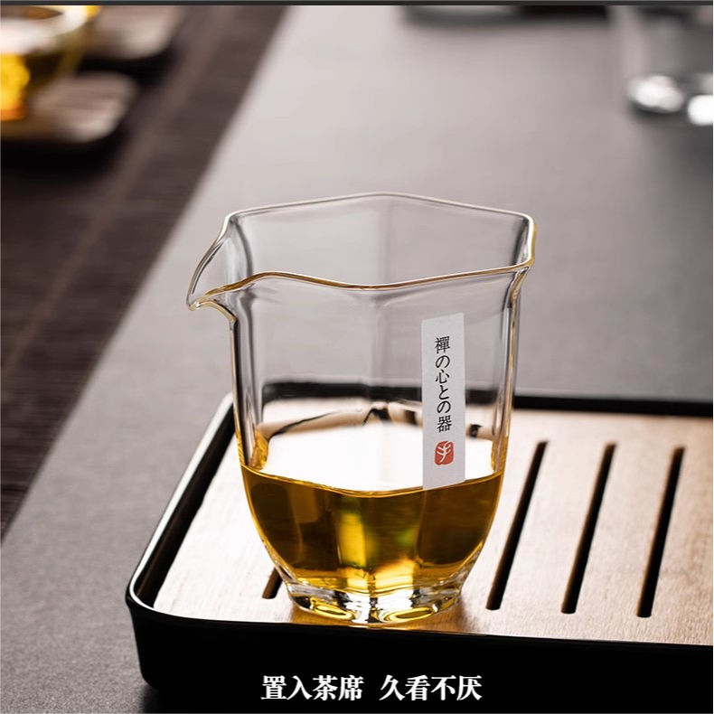 日式加厚透明玻璃公道杯六边分茶器大容量耐高温泡茶匀杯茶具配,淘宝优惠券,粉丝福利购,淘宝优惠卷