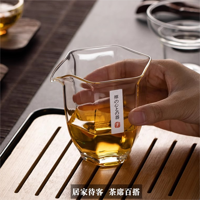 日式加厚透明玻璃公道杯六边分茶器大容量耐高温泡茶匀杯茶具配,淘宝优惠券,粉丝福利购,淘宝优惠卷