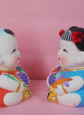 无锡惠山泥人阿福阿喜手绘作品