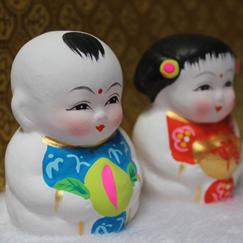 无锡惠山泥人阿福阿喜特色地区手工艺品手绘吉祥如意刻字纪念泥塑 - 图2
