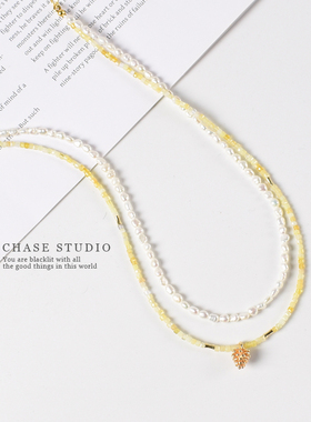 原创天然珍珠+黄澳宝项链