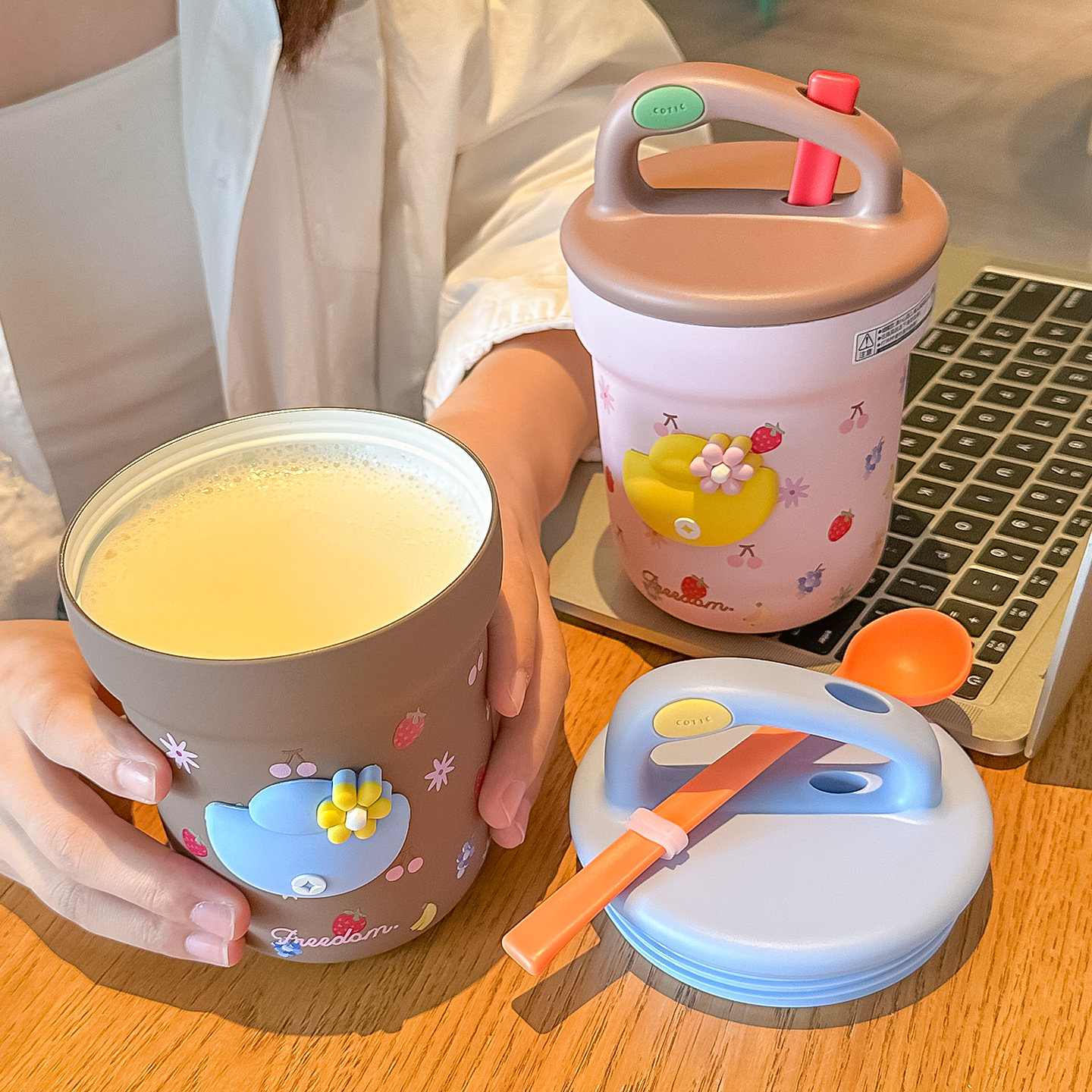 早餐杯带盖勺泡燕麦冲牛奶专用水杯女2025新款保温杯便携喝粥杯子,淘宝优惠券,粉丝福利购,淘宝优惠卷