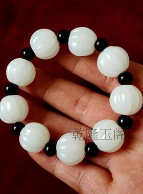 天然新疆和田羊脂级白玉大气手串