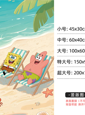 海绵宝宝卡通防水可撕墙贴