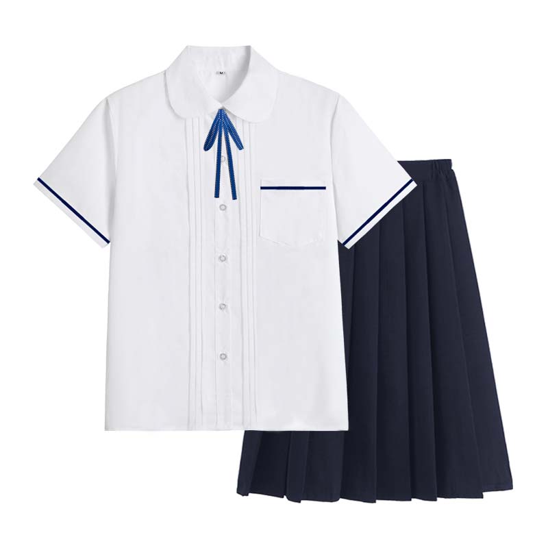 基础款校供中学校服女款短袖衬衫背着善宰跑高中学生毕业班服小率