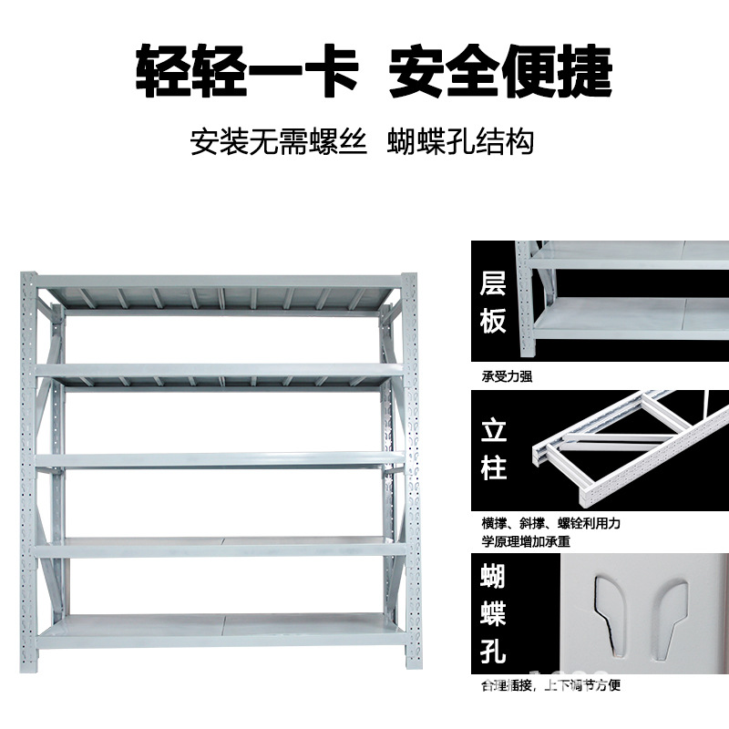 轻型仓库货架多层组合置物架库房金属储物架仓储货架服装展示架-图0