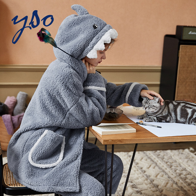 yso冬珊瑚绒秋冬季卡通加绒睡衣 yso睡衣/家居服套装