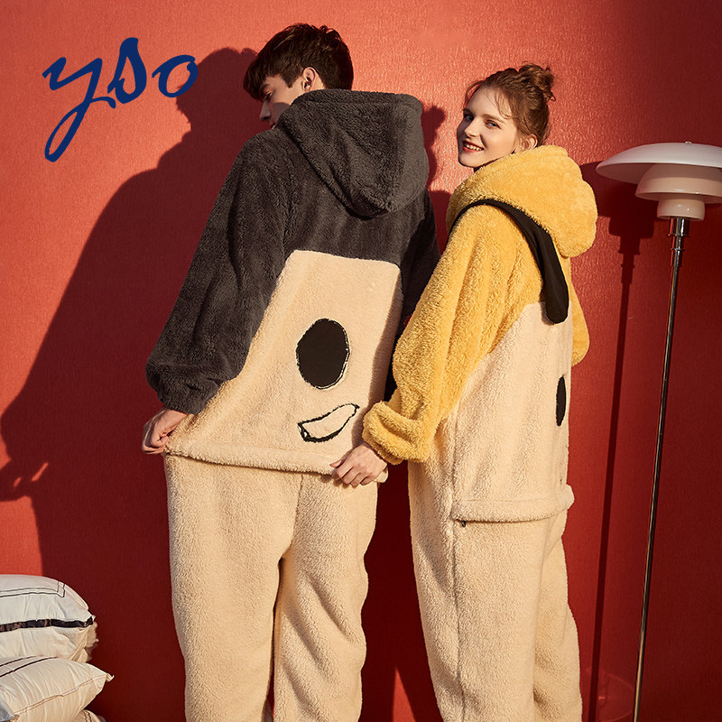 史努比情侣秋冬款珊瑚绒连体睡衣 yso睡衣/家居服套装