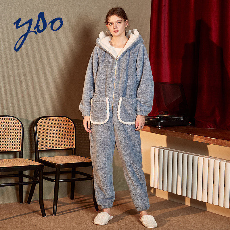 yso连体冬珊瑚绒秋冬季可爱睡衣 yso睡衣/家居服套装