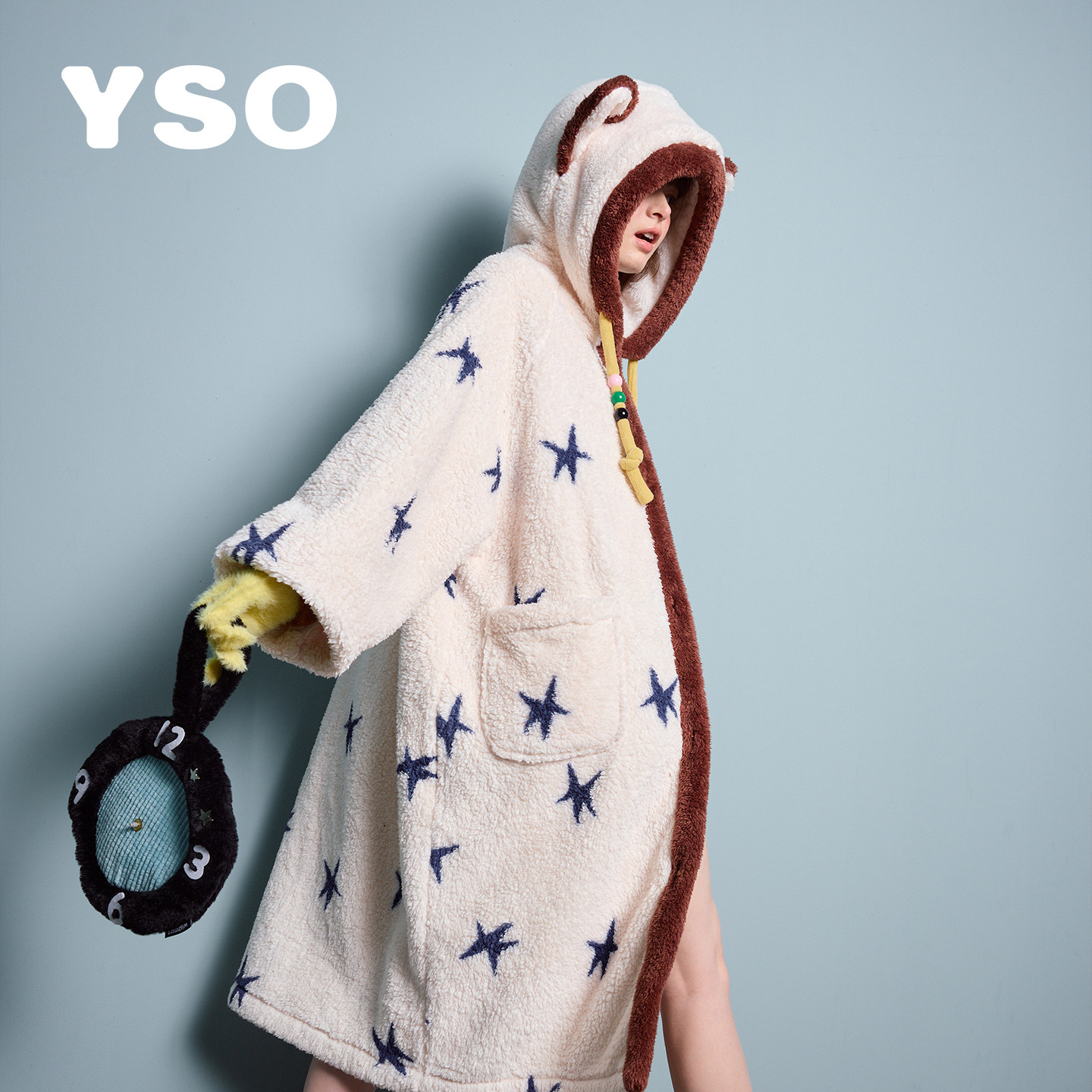 yso【酷猫系列】睡衣女冬季加厚毛绒长款可爱猫耳睡袍保暖家居服D,淘宝优惠券,粉丝福利购,淘宝优惠卷