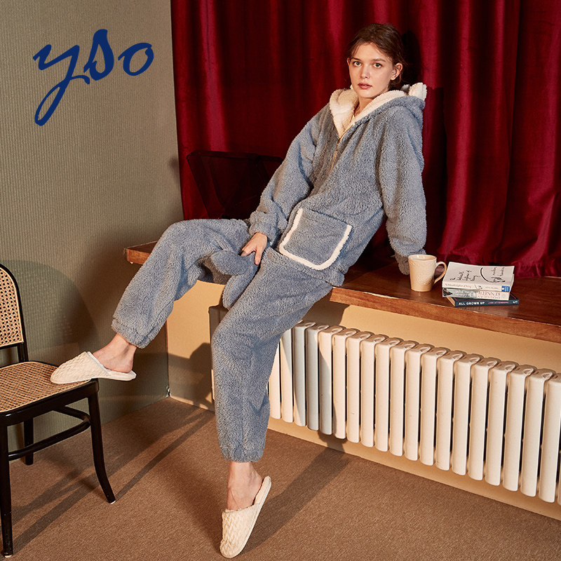 yso冬季连体宽松可爱珊瑚绒睡衣 yso睡衣/家居服套装