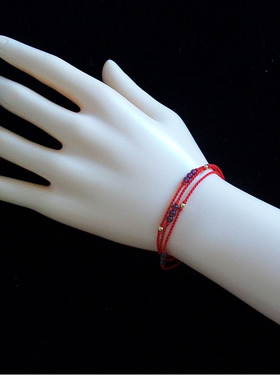 多层手工手链朱砂石榴石原创森系