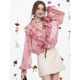 Fairy's original French ruffled printed chiffon shirt for women 2025 spring new design and temperament top