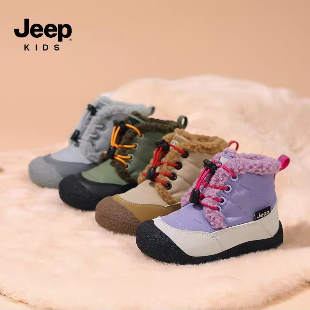 Jeep儿童雪地靴冬季防滑加绒加厚男童保暖大棉靴2025新款女童棉鞋,淘宝优惠券,粉丝福利购,淘宝优惠卷