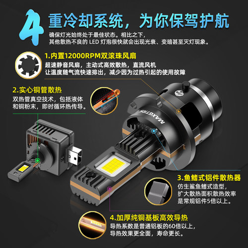 2025新升级款汽车HID氙气灯D1改LED大灯泡D4高亮D3 D2S/R近光大灯 - 图3