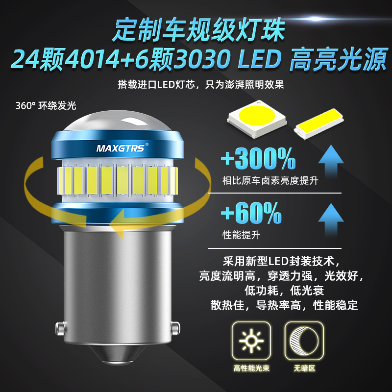 大透镜LED流氓倒车灯泡汽车改装12V24V超亮强光辅助信号灯1156T20-图0