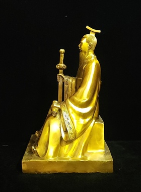 纯铜黄帝炎帝轩辕黄帝摆件全身始祖炎黄老祖五谷大神农氏炎帝雕像