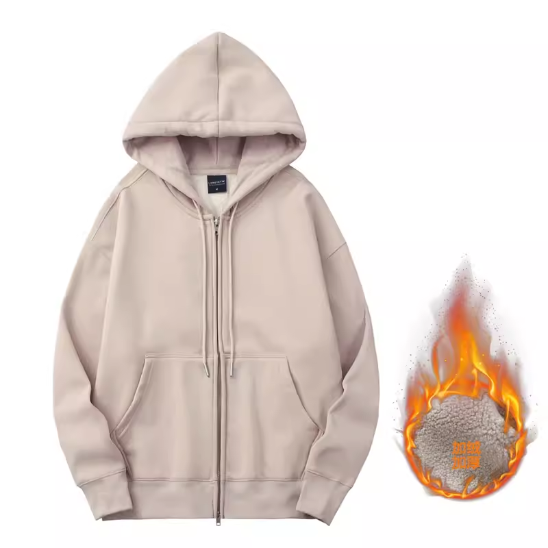 420G碳素磨毛面料！澳粒绒加厚！男士秋冬加绒情侣连帽卫衣外套潮 - 图2