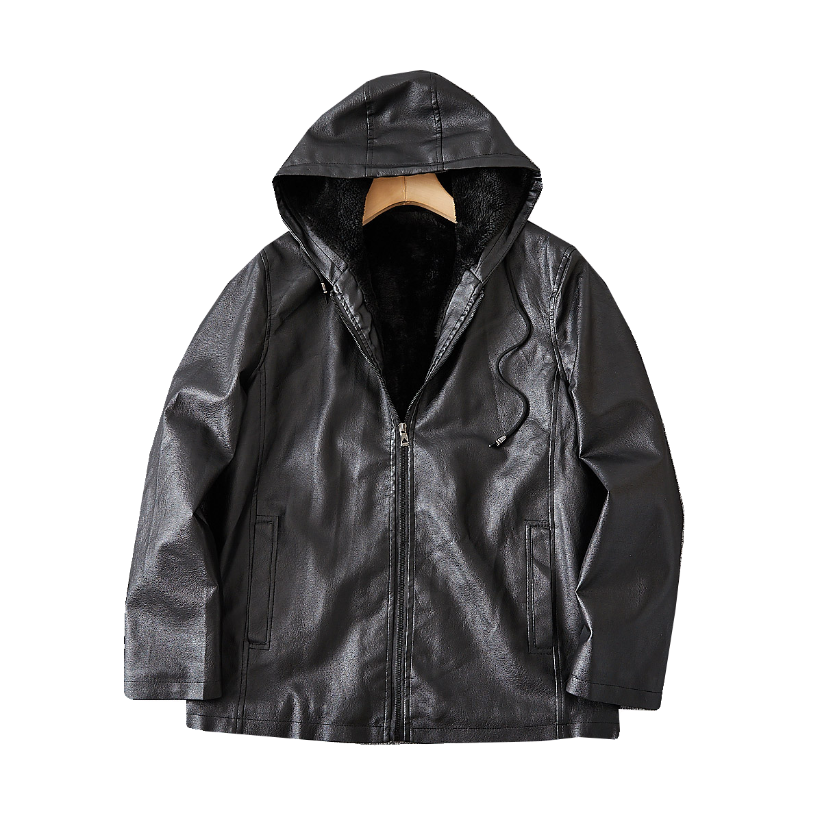 捡漏福利！内里加绒加厚！外贸尾货男士秋冬休闲连帽皮衣夹克外套,淘宝优惠券,粉丝福利购,淘宝优惠卷