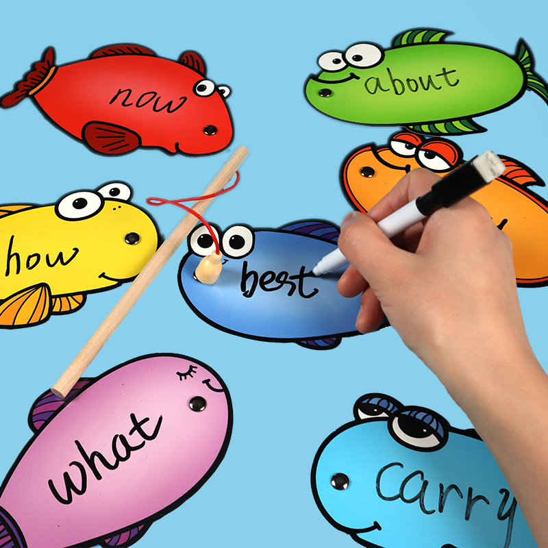 磁性钓鱼玩具磁力可擦写英语教师教具亲子活动幼儿园小学英语早教 - 图1