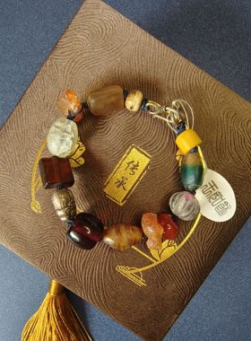 原创设计小众新中式天然石红线松石复古文艺古风手链