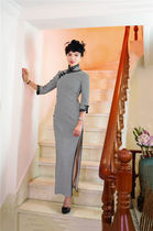 Guqiu original designer brand physical store Qinggu Orchid series high-end customized black and white houndstooth cheongsam