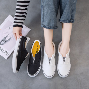 Spring new canvas shoes, women's shoes, Korean style trendy flat shoes, slip-on slip-ons, ເກີບສະບາຍໆສຳລັບຄູ່ຮັກ, ເກີບເຮັດວຽກ