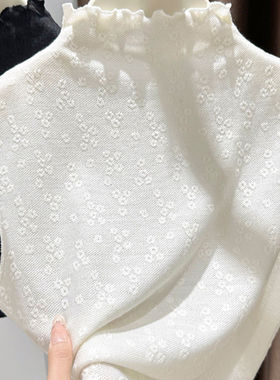 木耳边蕾丝无袖上衣女秋假领子内搭半高领叠穿打底衫短款修身背心