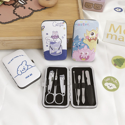 7件套指甲剪套装家用指甲刀卡通学生便携可爱指甲钳少女美甲工具 - 图2