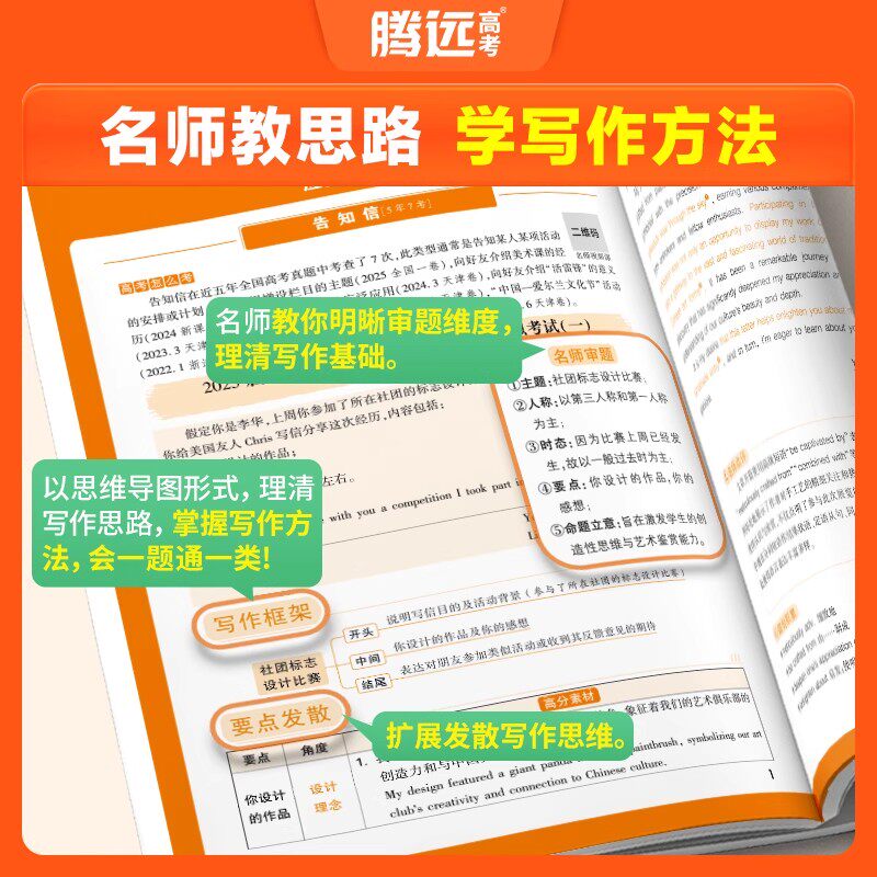 腾远高考2026新版高考英语满分作文名校模考高分作文范文大全高中英语满分作文素材书高一高二高三高中英语作文写作模板复习资料书