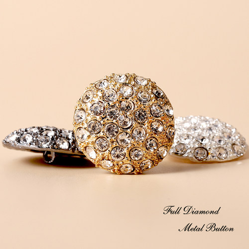 高档水钻镶钻皮草貂皮大衣纽扣百搭金属女上衣毛衣风衣外套大扣子 - 图0